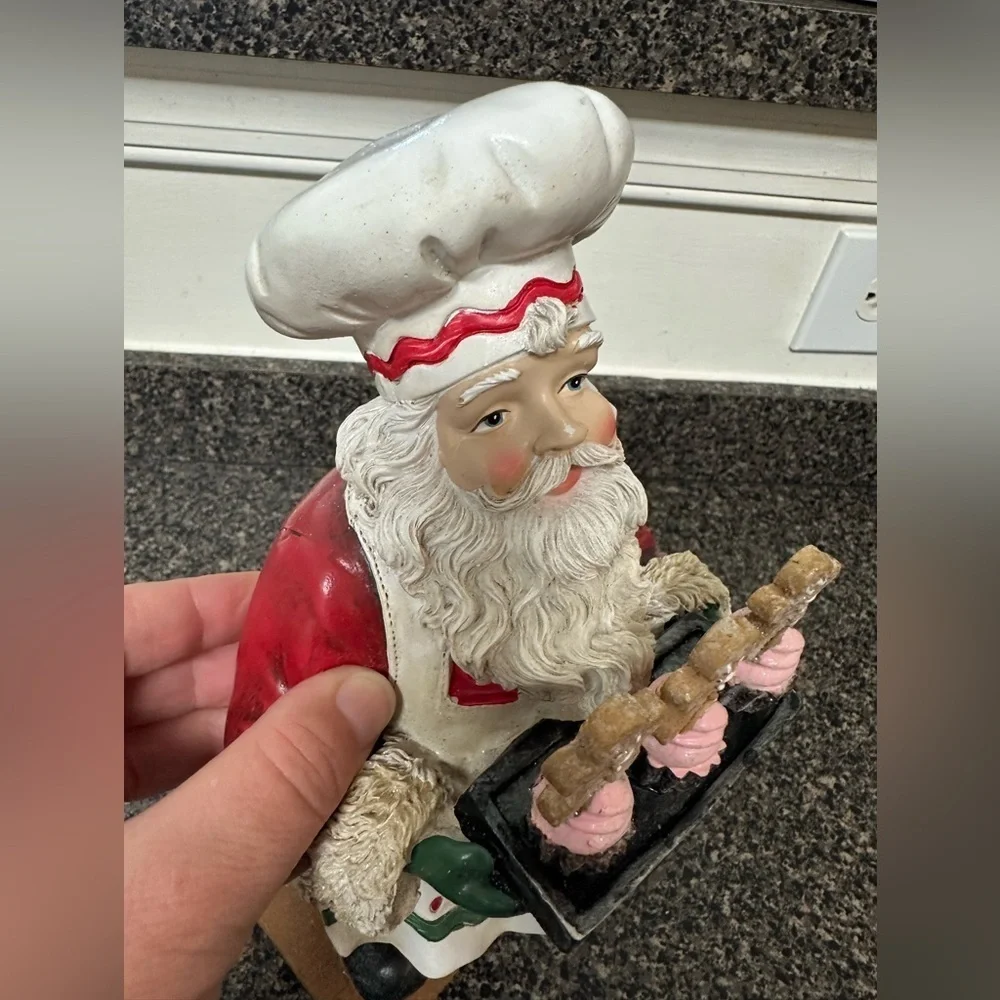 Santa Baking Gingerbread Cupcakes Statue Mr Claus Christmas Bakery
